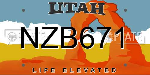 NZB671 Utah License Plate