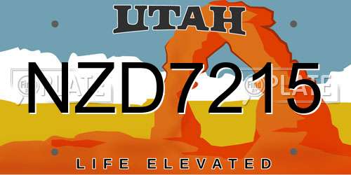 NZD7215 Utah License Plate
