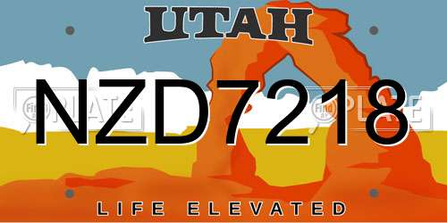 NZD7218 Utah License Plate
