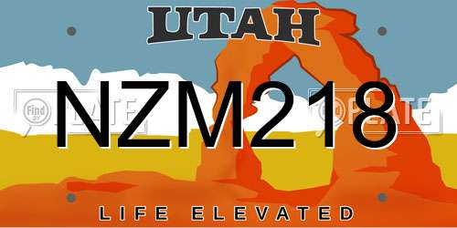 NZM218 Utah License Plate