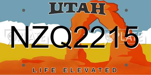 NZQ2215 Utah License Plate