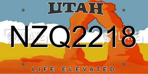 NZQ2218 Utah License Plate