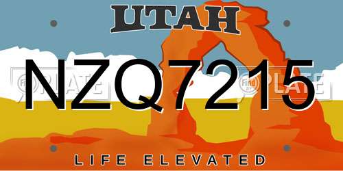 NZQ7215 Utah License Plate