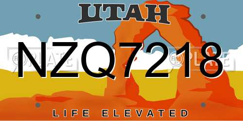 NZQ7218 Utah License Plate
