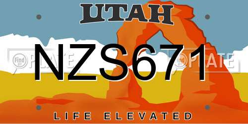 NZS671 Utah License Plate