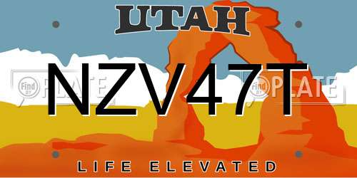 NZV47T Utah License Plate