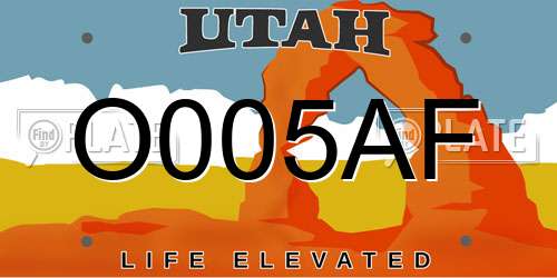 O005AF Utah License Plate
