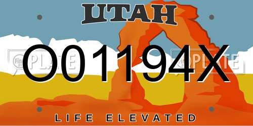 O01194X Utah License Plate