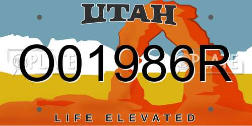 O01986R Utah License Plate