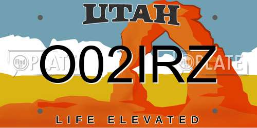 O02IRZ Utah License Plate