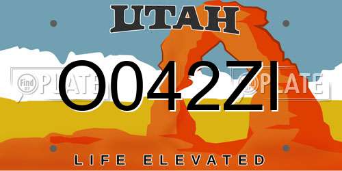 O042ZI Utah License Plate