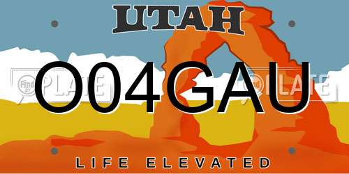 O04GAU Utah License Plate