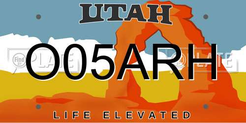 O05ARH Utah License Plate