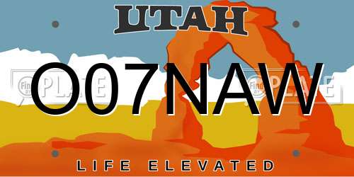 O07NAW Utah License Plate