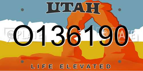 O136190 Utah License Plate