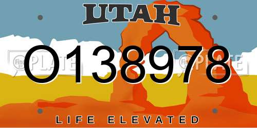 O138978 Utah License Plate