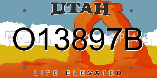 O13897B Utah License Plate