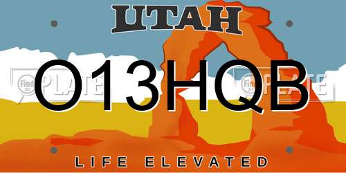 O13HQB Utah License Plate