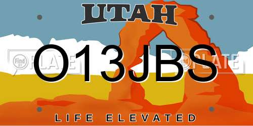 O13JBS Utah License Plate
