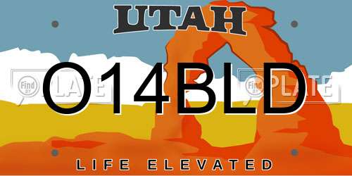 O14BLD Utah License Plate