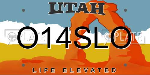 O14SLO Utah License Plate