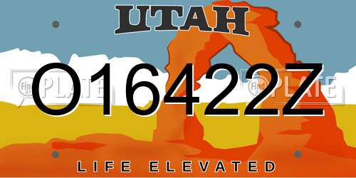 O16422Z Utah License Plate