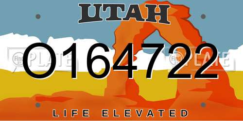 O164722 Utah License Plate