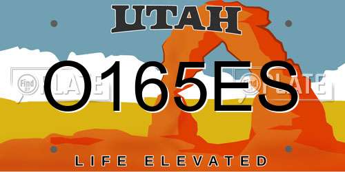 O165ES Utah License Plate