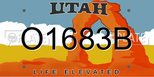 O1683B Utah License Plate