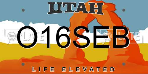 O16SEB Utah License Plate