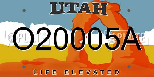 O20005A Utah License Plate