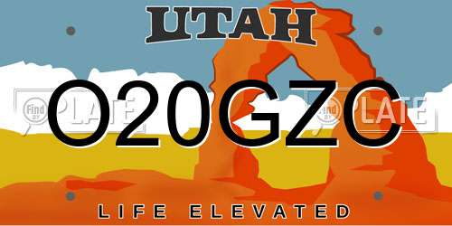 O20GZC Utah License Plate