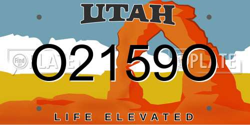 O2159O Utah License Plate