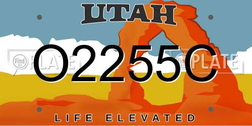 O2255C Utah License Plate