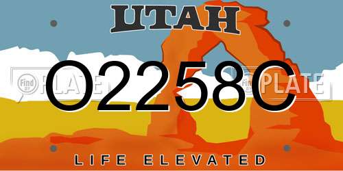 O2258C Utah License Plate