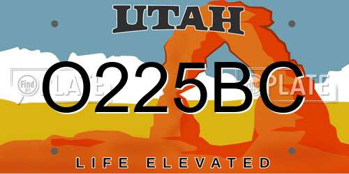 O225BC Utah License Plate