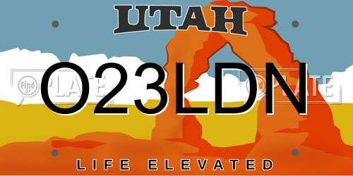 O23LDN Utah License Plate