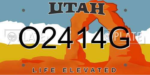 O2414G Utah License Plate