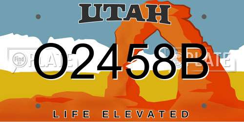 O2458B Utah License Plate