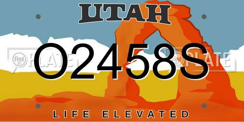 O2458S Utah License Plate