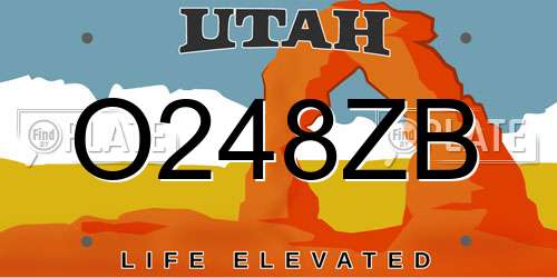 O248ZB Utah License Plate