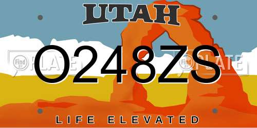 O248ZS Utah License Plate