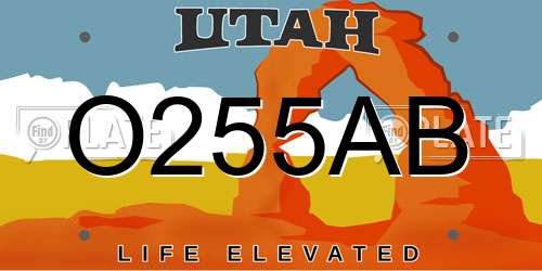 O255AB Utah License Plate