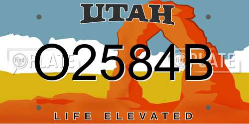 O2584B Utah License Plate