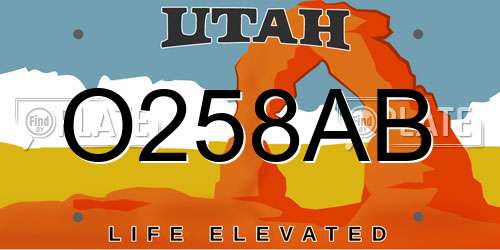 O258AB Utah License Plate