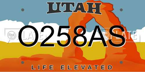 O258AS Utah License Plate