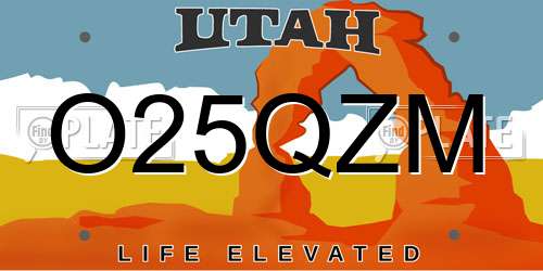 O25QZM Utah License Plate