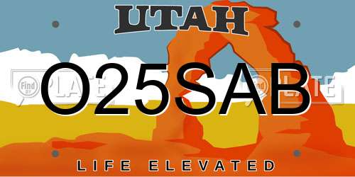 O25SAB Utah License Plate