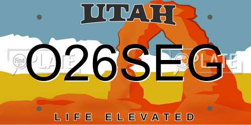 O26SEG Utah License Plate