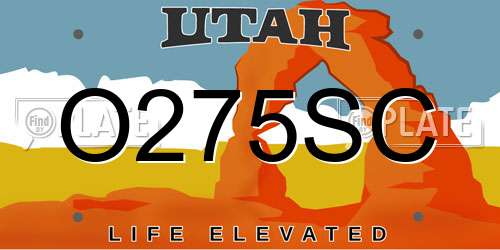 O275SC Utah License Plate